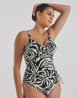 Fantasie Aruba Nights Twist Front Wired Adjustable Leg Swimsuit Black/Cream