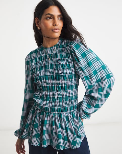 Shirred Long Sleeve Top