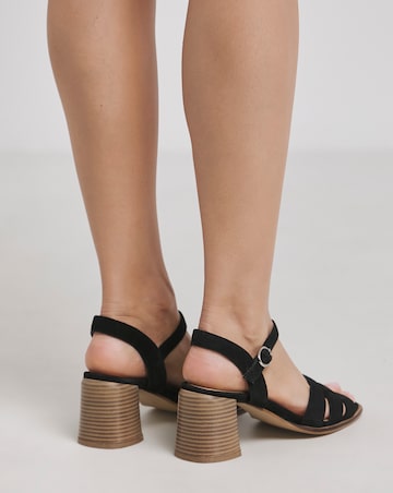 Greta Woven Detail Block Heel Sandals - Wide Fit (E)