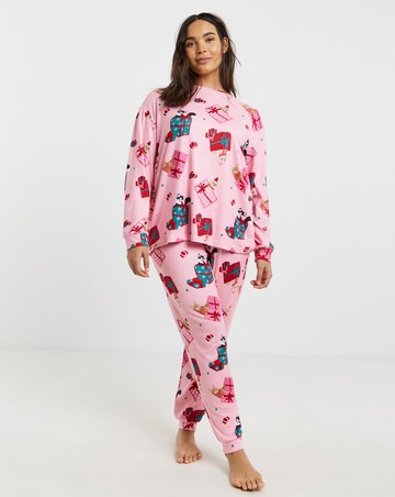 Simply Be Christmas Cats Supersoft Twosie Pyjama Set