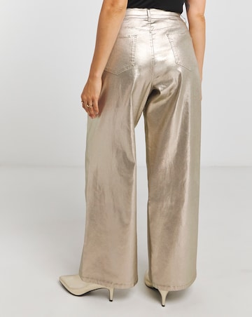 Simply Be X Twisted Wunder Gold Metallic Wide Leg Jeans