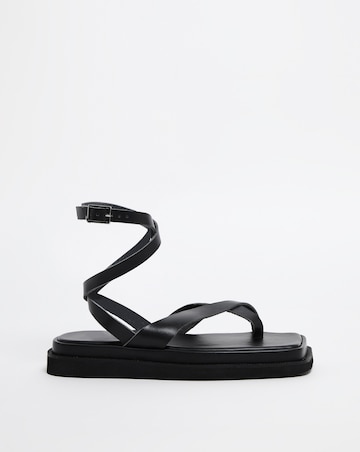 Trixie Leather Ankle Tie Square Toe Sandals Wide Fit