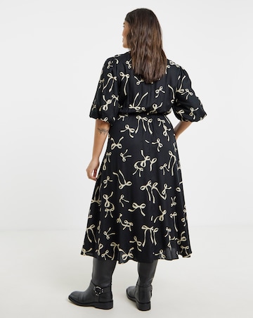 Simply Be Bow Print Viscose Wrap Midi Dress
