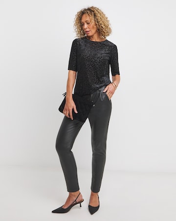 Animal Crew Neck Burn Out Animal Three Quarter Sleeve Top