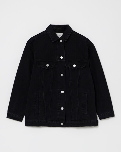 Simply Be Black Graphic Denim Jacket