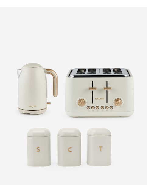 Salter Pebble Stone Kettle, Toaster & Canister Bundle