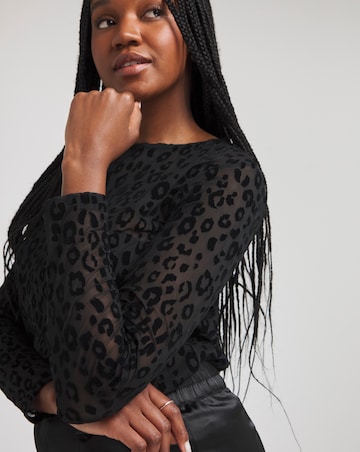 Black Leopard Burn Out Top