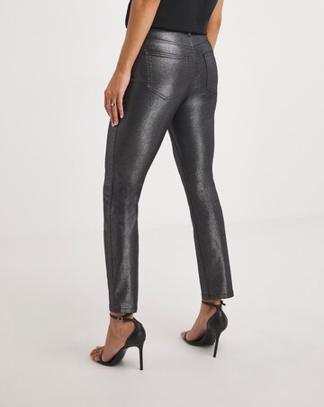 Pewter Metallic Slim Leg Jean