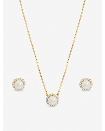 Jon Richard Gold Plated Crystal and Pearl Halo Bridal Set - Gift Box