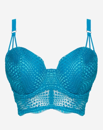Figleaves Curve Amalfi Wave Embroidery Padded Midi Bra - Blue