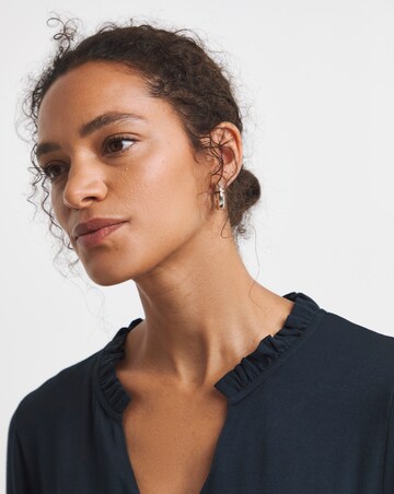 Navy Frill Neck Top