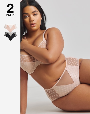 Pretty Secrets (2 Pack) Hannah Everyday Spot Mesh Briefs Black/Blush