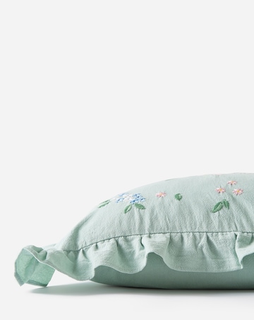 Harper Embroidered Floral Ruffled Cushion
