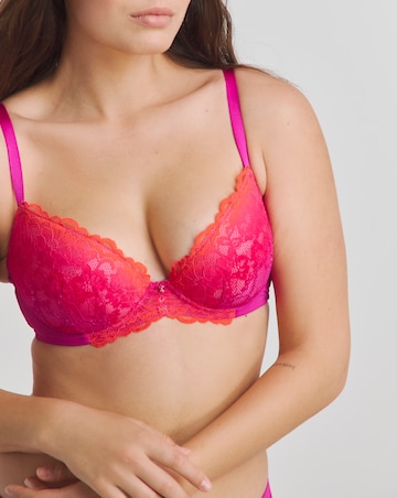 Ann Summers Sexy Lace Planet Plunge Bra Bright Pink Ombre