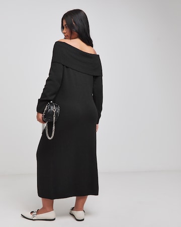 Black Bardot Knitted Midaxi Dress