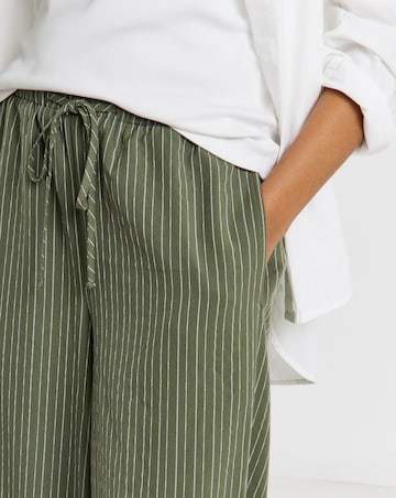 Simply Be Khaki Pinstripe Tie Waist Adjustable Peg Leg Trouser
