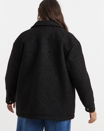 Black Plush Teddy Pocket Shacket