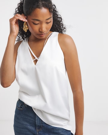 Ivory Satin Criss Cross Cami