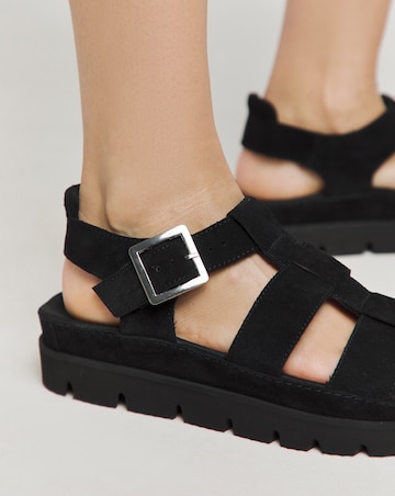Sakura Fisherman Suede Flatform Sandals - Wide Fit (E)