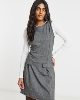 Simply Be Grey Check Print Jersey Jacquard Shift Dress