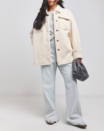 Off White Oversized Teddy Shacket