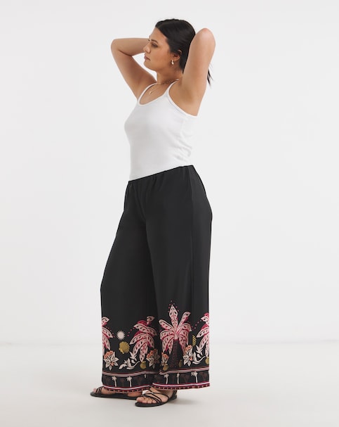 Palm Printed Palazzo Trousers