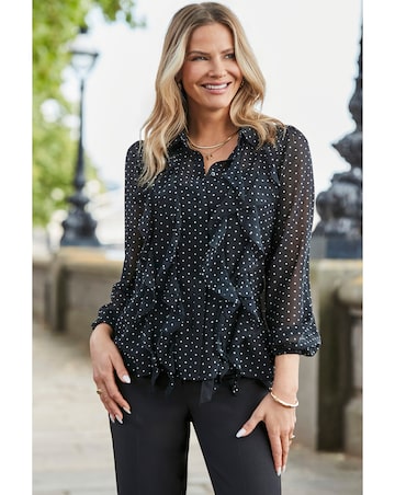 Sosandar Ruffle Front Shirt