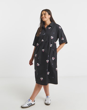 Simply Be Floral Embroidered Midi Shirt Dress