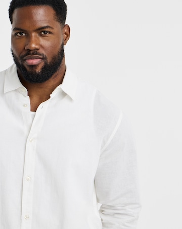 Jack & Jones Breeze Linen Blend Long Sleeve Shirt - White