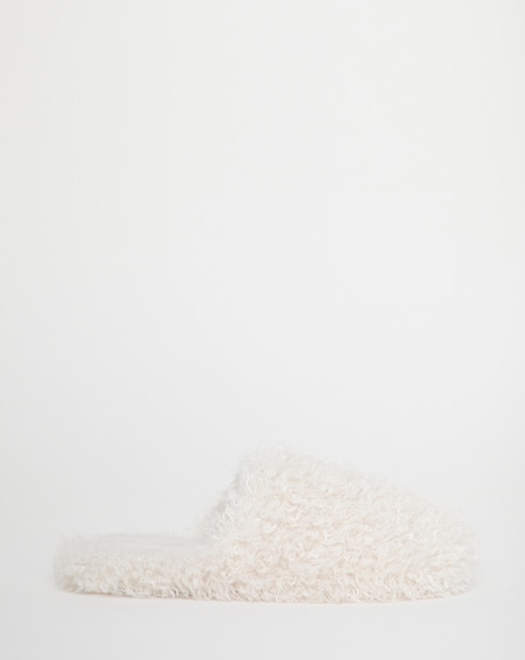 Mindy Shaggy Fur Mule Slippers - Wide Fit (E)