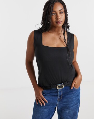 Black Double Layer Square Neck Vest
