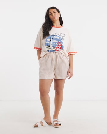 Pink Stripe Linen Shorts