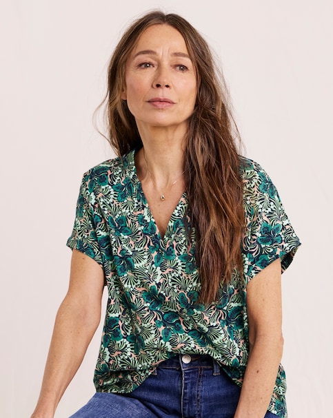 Julipa Notch Neck Cotton T-Shirt