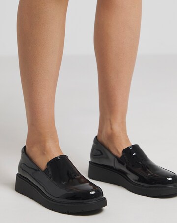 Heavenly Soles Rylee Low Wedge Slipper Cut Plain Loafer - Wide Fit (E)