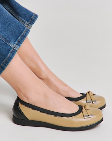 Heavenly Soles Mallory Elasticated Topline Ballerina Wide E Fit