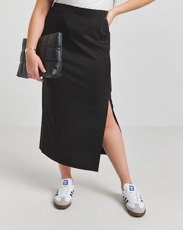 Simply Be Black Ponte Wrap Midaxi Skirt