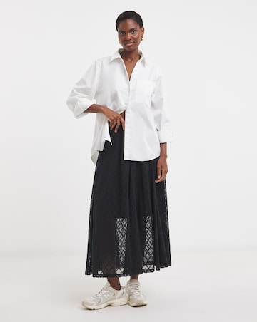 Black Lace Godet Skirt