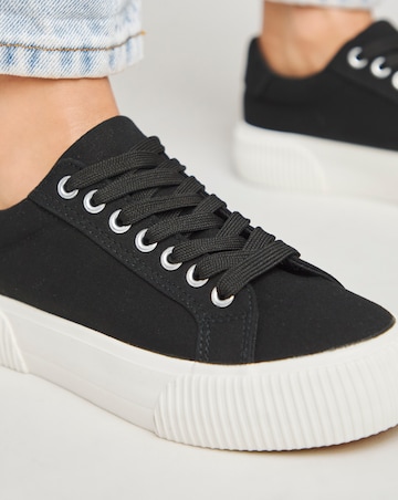 Sicilly Canvas Trainers Chunky Ribbed Sole - Extra Wide Fit (EEE)