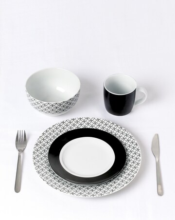 Waterside Black Geo 16 Piece Dinner Set