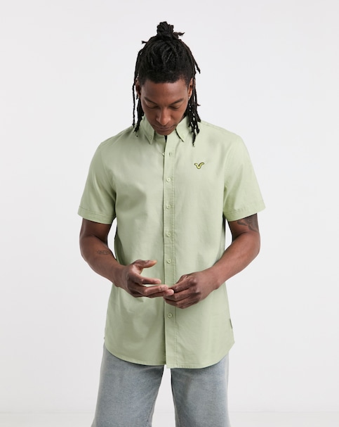 Voi Plain Oxford Short Sleeve Shirt Long Length