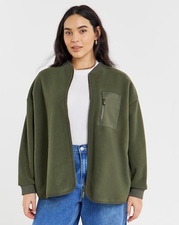 Khaki Micro Fleece Bomber Jacket