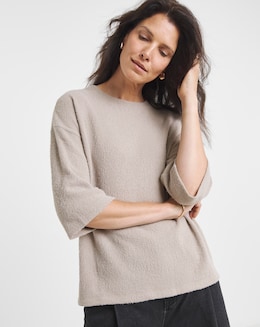 Cream Brushed Soft Touch Half Sleeve Top