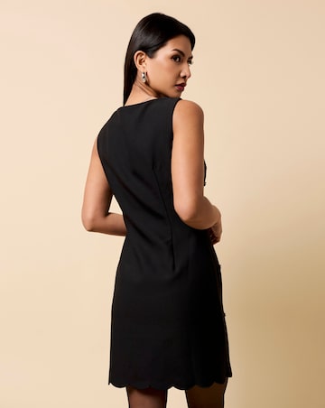 Little Mistress Black Embellished Scallop Hem Mini Dress