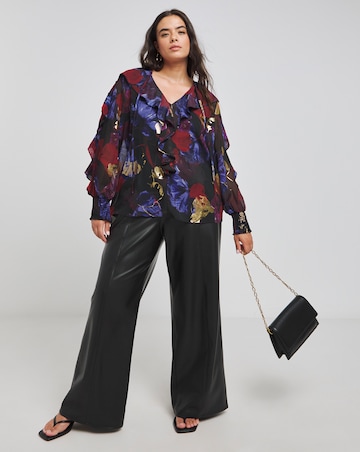 Joanna Hope Ruffle Blouse With Foil Print