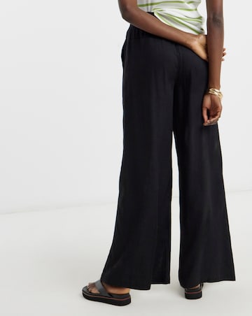 Linen Mix Wide Leg Trousers