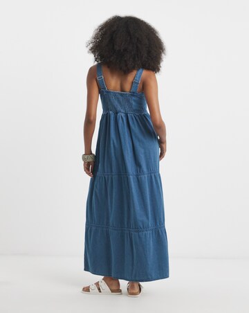 Simply Be Mid Blue Ric Rac Detail Denim Midaxi Sun Dress