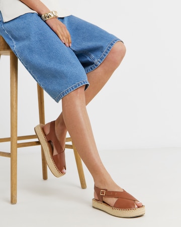 York Peep Toe Leather Espadrille Sandals - Extra Wide Fit (EEE)