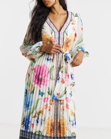 Joanna Hope Pleated Floral Maxi Dress
