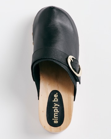 Clover Leather Closed Toe Clog Shoes Wide Fit