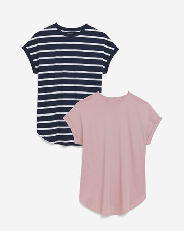 Pure Cotton 2 Pack Short Sleeve Curved Hem Longline top